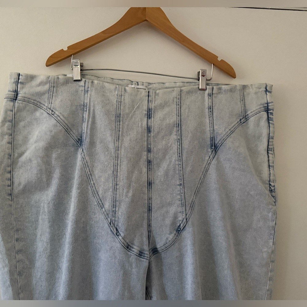 Good American Legs Flare Corset Tall High Rise Waist Y-York Jean Light Wash Blue - Picture 7 of 15